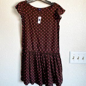 NEW GAP Girls Dot Drop Waist Dress XL 12 Flutter Sleeves